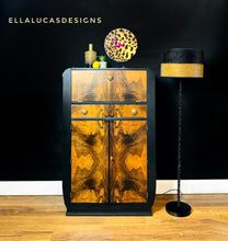 Load image into Gallery viewer, Leopard print cocktail cabinet with clock