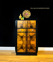 Load image into Gallery viewer, Leopard print cocktail cabinet with clock